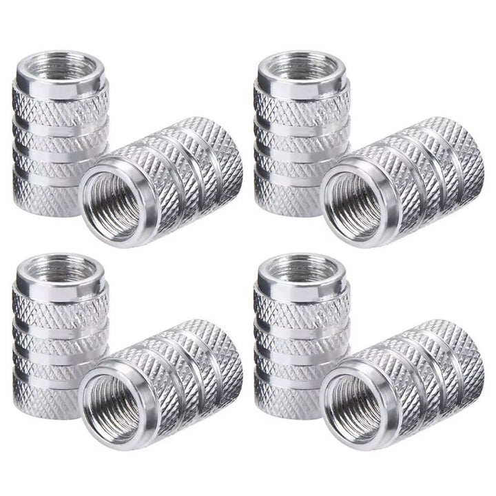 4 Aluminum Tire Valve Stem Caps – Universal Knurled Style for Cars