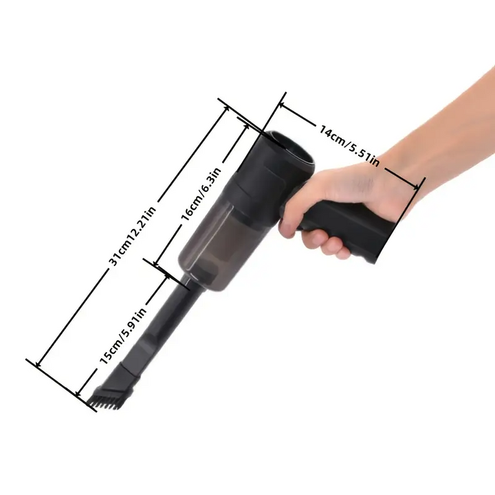 Cordless 2-in-1 Mini Car Vacuum & Air Duster – 6000 Pa Suction, USB-C Rechargeable