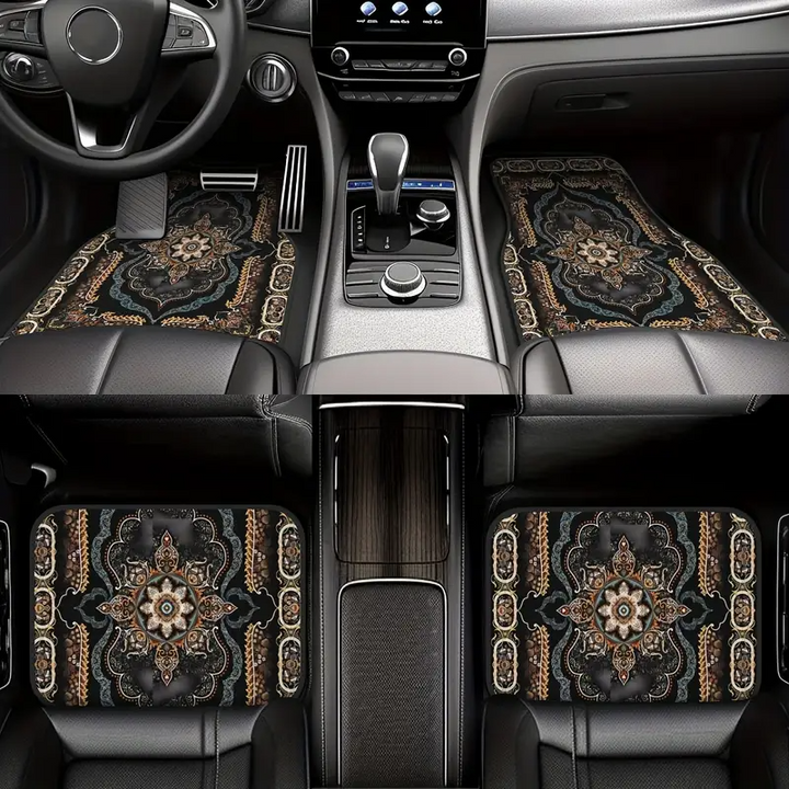 Luxury Oriental Car Floor Mat Set – 4-Piece Anti-Slip