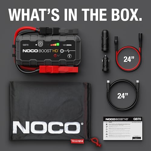 NOCO Boost HD Battery Jump Starter – 2000A, 12V, Lithium, USB & 12V Rechargeable