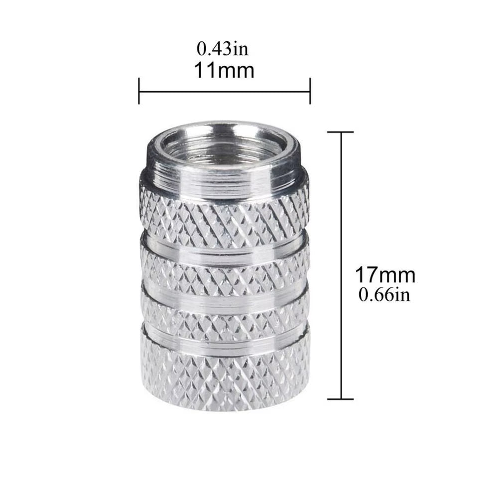 4 Aluminum Tire Valve Stem Caps – Universal Knurled Style for Cars