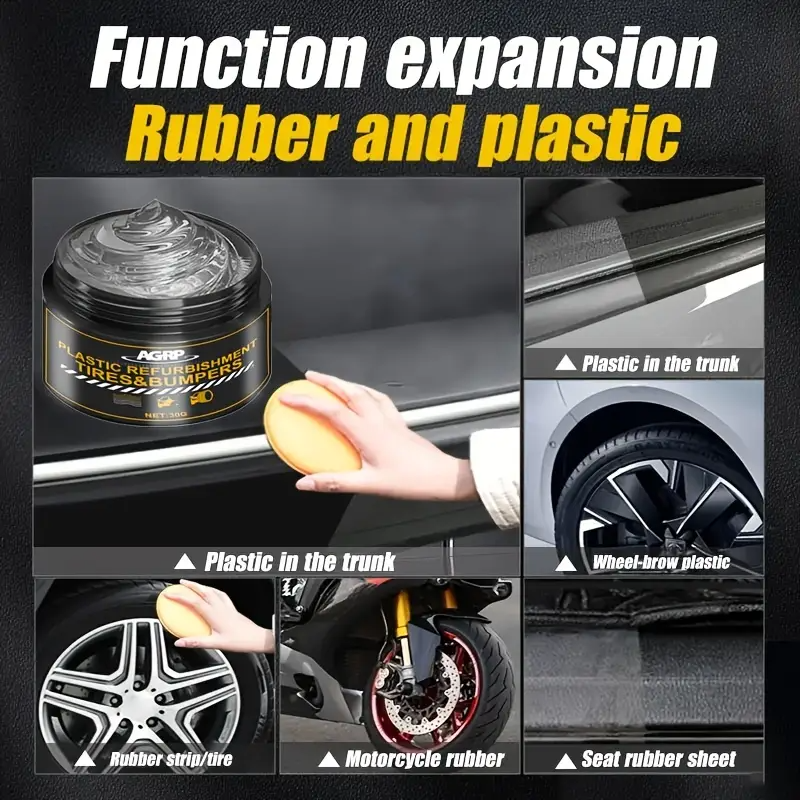 Plastic & Rubber Restorer Cream – Shine & Protect Tires, Bumpers, Trim (300g)